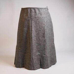 George Sz‎ 12 Brown Tweed Pleated Skirt Side Zip Academia Preppy Style